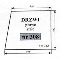 SZYBA 1 DRZWI PRAWE STAŁE C360 KUNÓW
