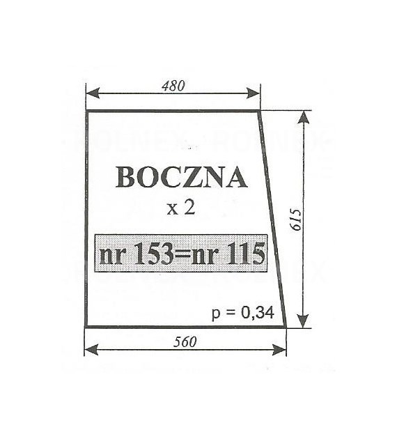 SZYBA 115=153 BOK MF 255 SOKÓŁKA RÓWNIEŻ: KABINA K-403