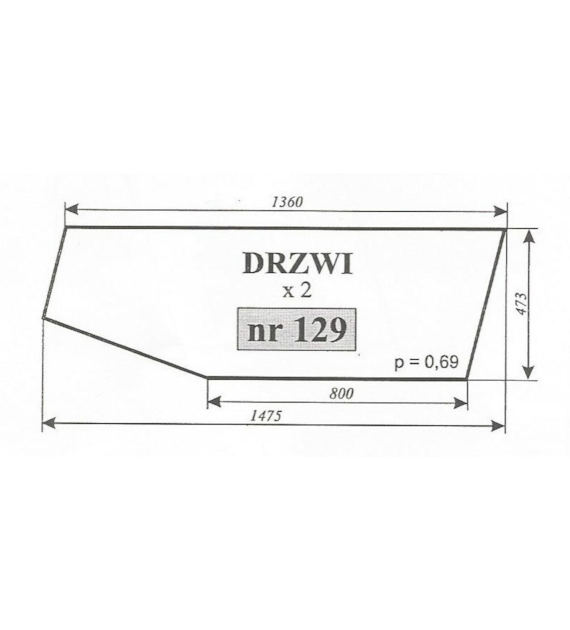 SZYBA 129 DRZWI C360 CZESKA NT KRÓTSZE: 1360 mm