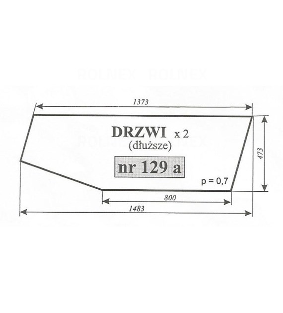 SZYBA 129A DRZWI C360 CZESKA NT DŁUŻSZE: 1373 mm