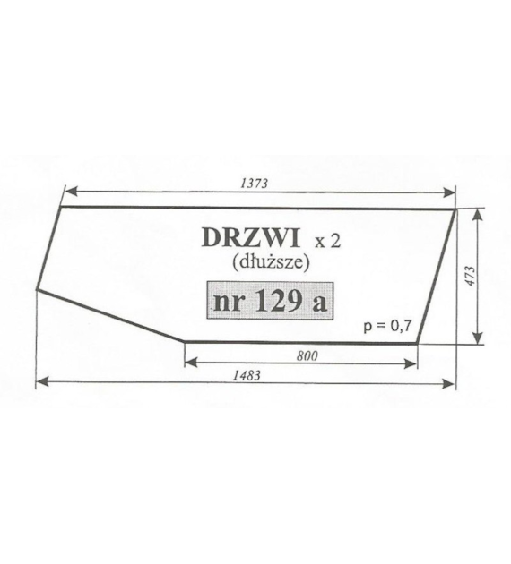 SZYBA 129A DRZWI C360 CZESKA NT DŁUŻSZE: 1373 mm