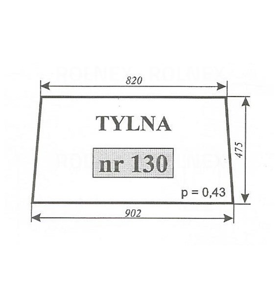 SZYBA 130 TYŁ C360 CZESKA NT GÓRNA KRAWĘDŹ 820 mm