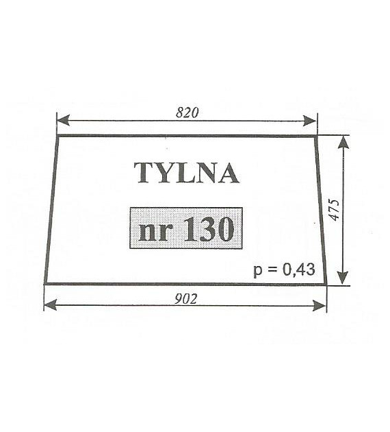 SZYBA 130 TYŁ C360 CZESKA NT GÓRNA KRAWĘDŹ 820 mm