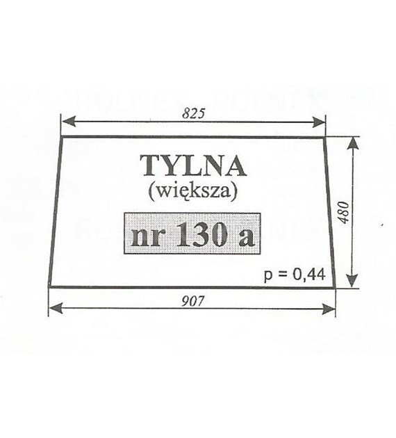 SZYBA 130A TYŁ C360 CZESKA NT GÓRNA KRAWĘDŹ 825 mm