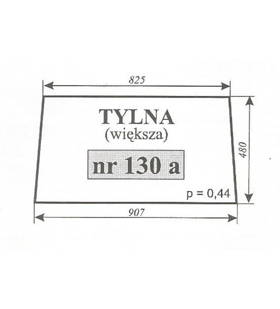 SZYBA 130A TYŁ C360 CZESKA NT GÓRNA KRAWĘDŹ 825 mm