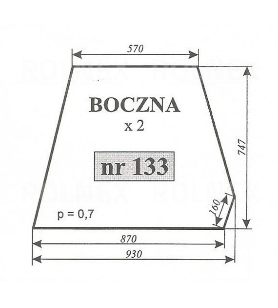 SZYBA 133 BOK C360 CZESKA NT