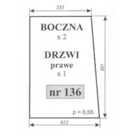 SZYBA 136=433 DRZWI PRAWE T25 KABINA PL