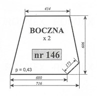 SZYBA 146 BOK C360 RAMKA RURA KWADRATOWA