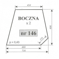 SZYBA 146 BOK C360 RAMKA RURA KWADRATOWA