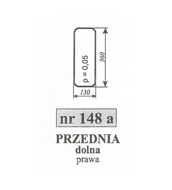 SZYBA 148A PRZÓD DÓŁ PRAWA C360 RAMKA RURA KWADRATOWA