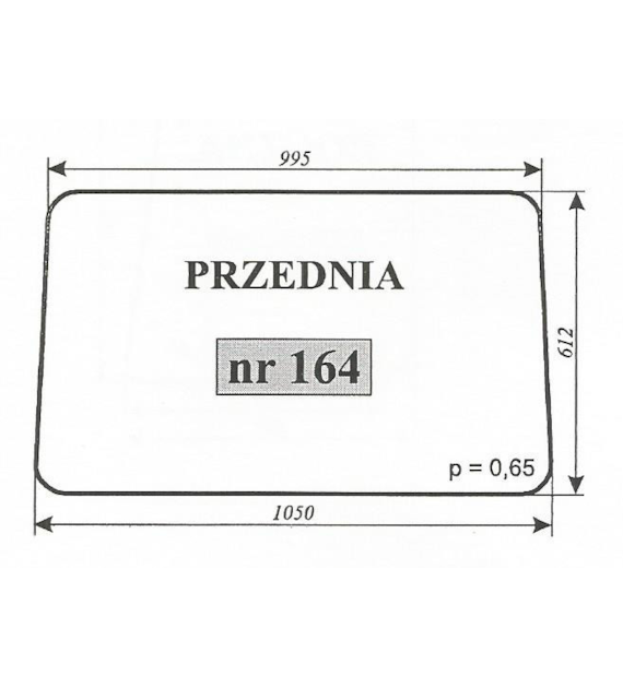 SZYBA 164 PRZÓD MF 235 255 KABINA BEZ BOKÓW