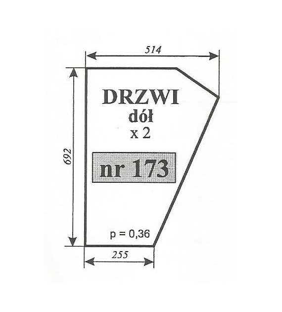 SZYBA 173 DRZWI DÓŁ MF C360 KOŹMIN