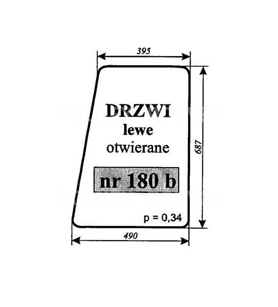 SZYBA 180B DRZWI LEWE C330 OSINY OTWIERANE - RAMKA RURA KWADRAT