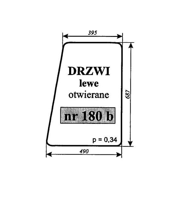SZYBA 180B DRZWI LEWE C330 OSINY OTWIERANE - RAMKA RURA KWADRAT