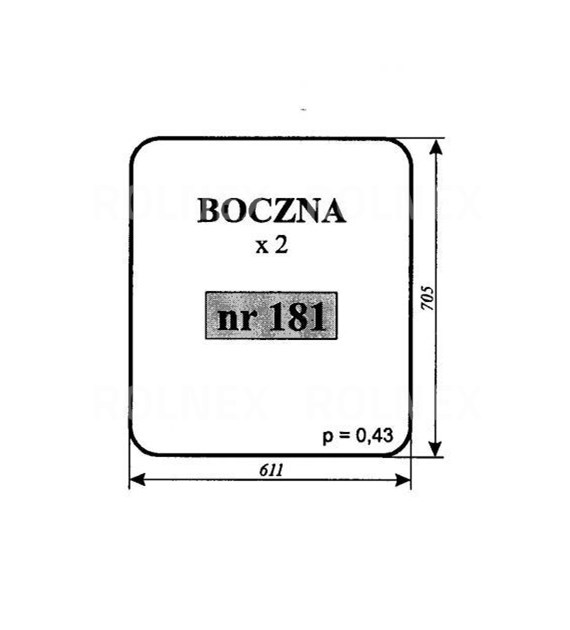 SZYBA 181 BOK C330 OSINY RAMKA RURA KWADRAT