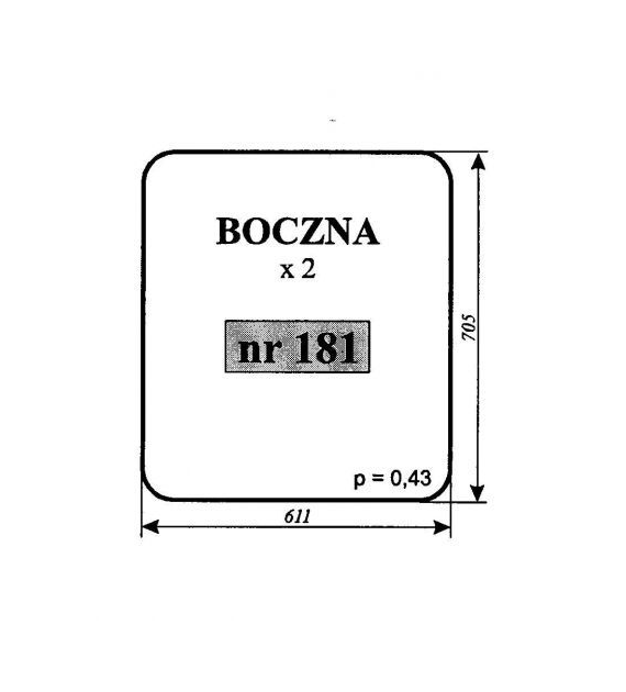 SZYBA 181 BOK C330 OSINY RAMKA RURA KWADRAT