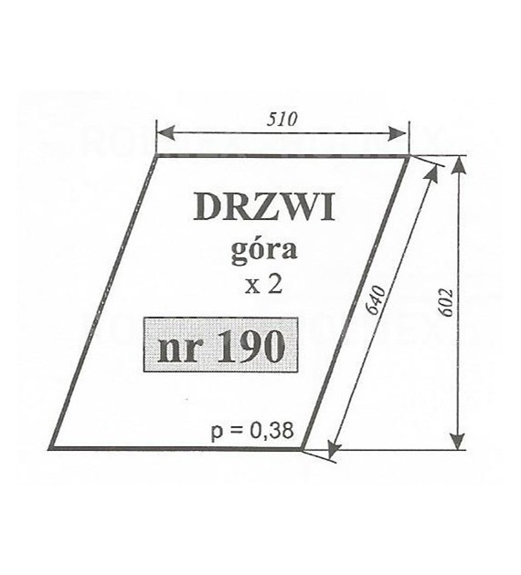 SZYBA 190 DRZWI GÓRA ZETOR 12111 16145