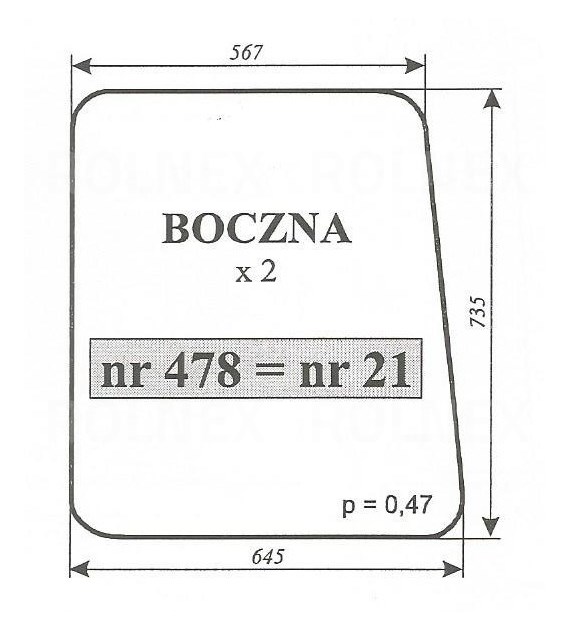 SZYBA 21=468=473=478 BOK C330 KUNÓW