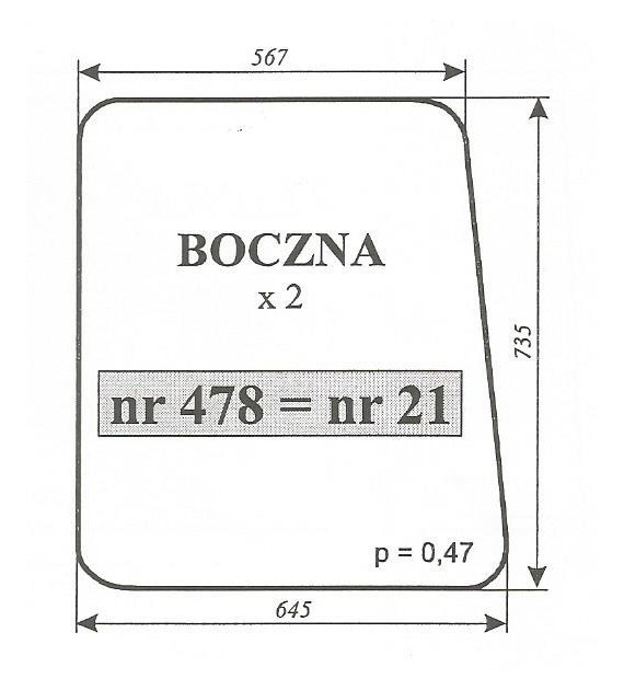 SZYBA 21=468=473=478 BOK C330 KUNÓW