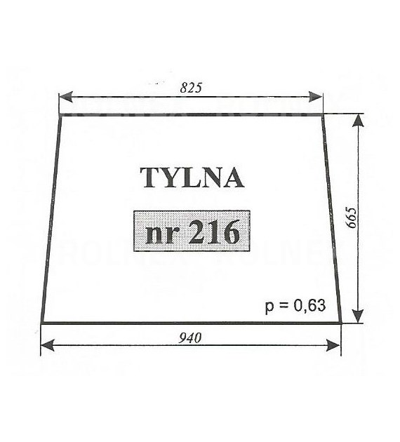 SZYBA 216 TYŁ T25 KABINA CZESKA