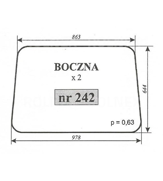 SZYBA 242 BOK MF255 KROTOSZYN KABINA DUŻA