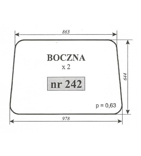 SZYBA 242 BOK MF255 KROTOSZYN KABINA DUŻA