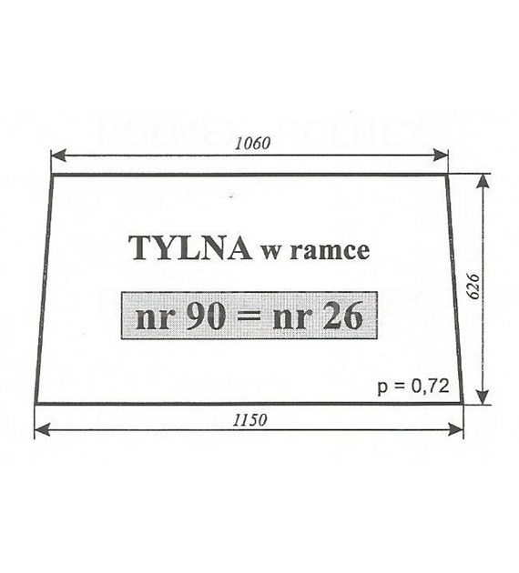 SZYBA 26=90 TYŁ RAMKA URSUS 912 KUNÓW C385 NT
