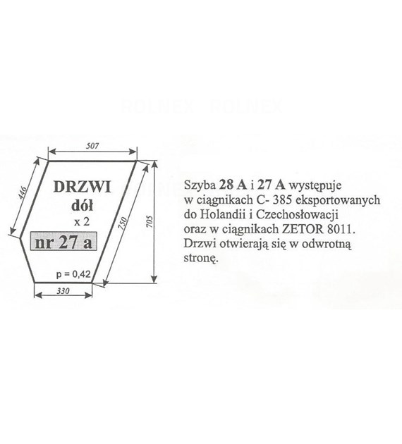 SZYBA 27A DRZWI DÓŁ URSUS 1604 C385 KUNÓW