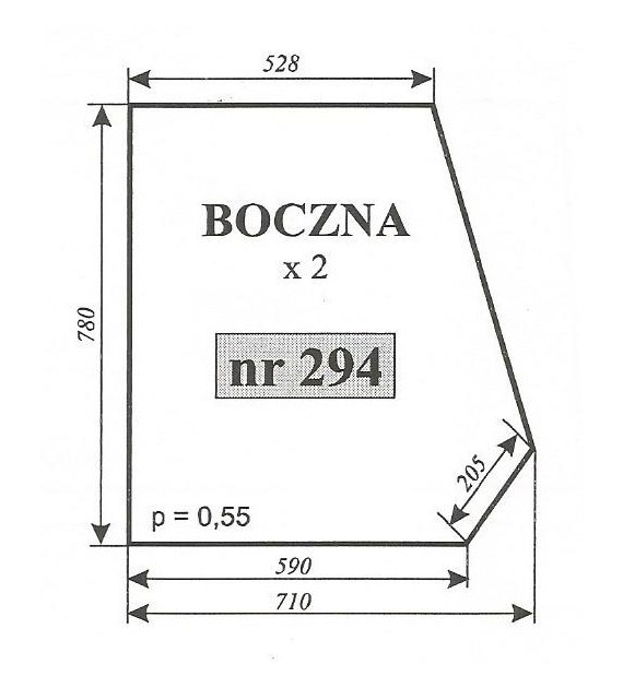 SZYBA 294 BOCZNA T25 A2 C330 CIECHANÓW