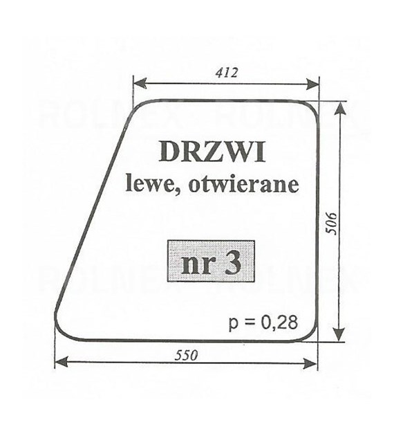 SZYBA 3 DRZWI LEWE OTWIERANE C360 KUNÓW