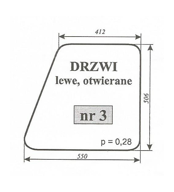 SZYBA 3 DRZWI LEWE OTWIERANE C360 KUNÓW