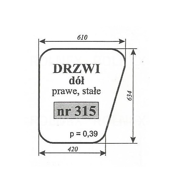 SZYBA 315 DRZWI PRAWE DÓŁ MF235