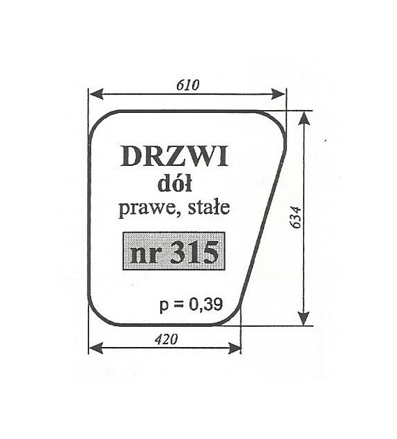 SZYBA 315 DRZWI PRAWE DÓŁ MF235