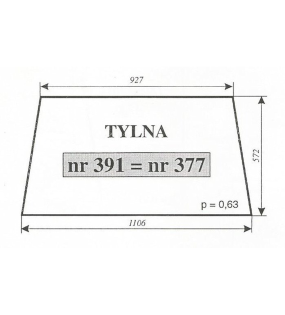 SZYBA 377=384=391=398=405=419=426 TYŁ NIMET DE 25T; C330; MF 2XX NT KOJA