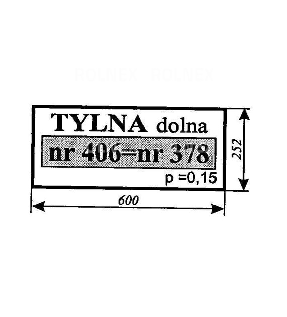 SZYBA 378 TYLNA MAŁA DOLNA C330 SMOLNIKI