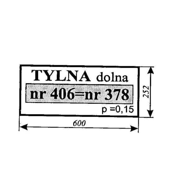 SZYBA 378 TYLNA MAŁA DOLNA C330 SMOLNIKI