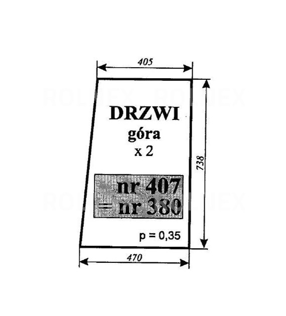 SZYBA 380 DRZWI GÓRA C330 SMOLNIKI
