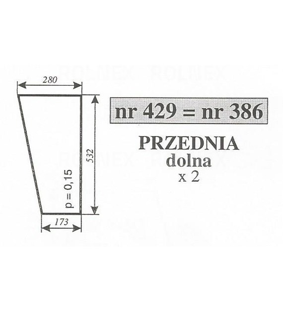SZYBA 386=393=400=415=422=429 PRZÓD DÓŁ NIMET DE 25T; URSUS 3512; MF 2XX NT KOJA