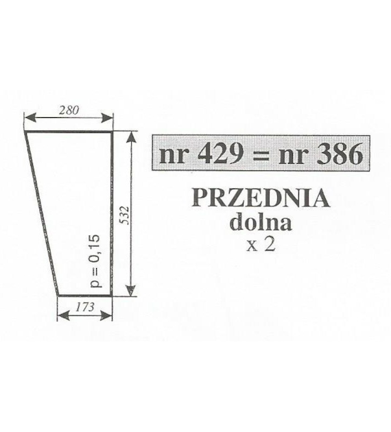 SZYBA 386=393=400=415=422=429 PRZÓD DÓŁ NIMET DE 25T; URSUS 3512; MF 2XX NT KOJA