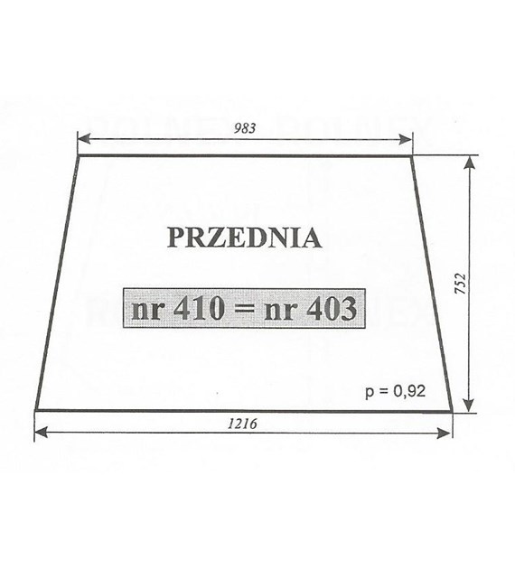 SZYBA 403=410=417=424 PRZÓD C330, 3512, MF 235 NT KOJA NIMET DE 25T