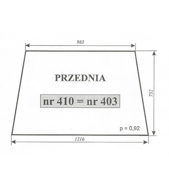 SZYBA 403=410=417=424 PRZÓD C330, 3512, MF 235 NT KOJA NIMET DE 25T