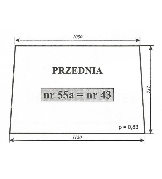 SZYBA 43=55A PRZÓD MF255 CHEŁMŻA LUBSKO