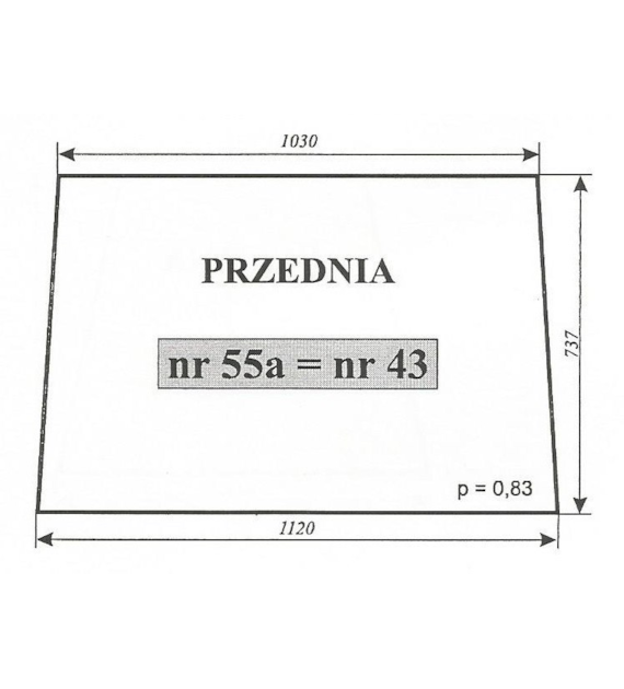 SZYBA 43=55A PRZÓD MF255 CHEŁMŻA LUBSKO
