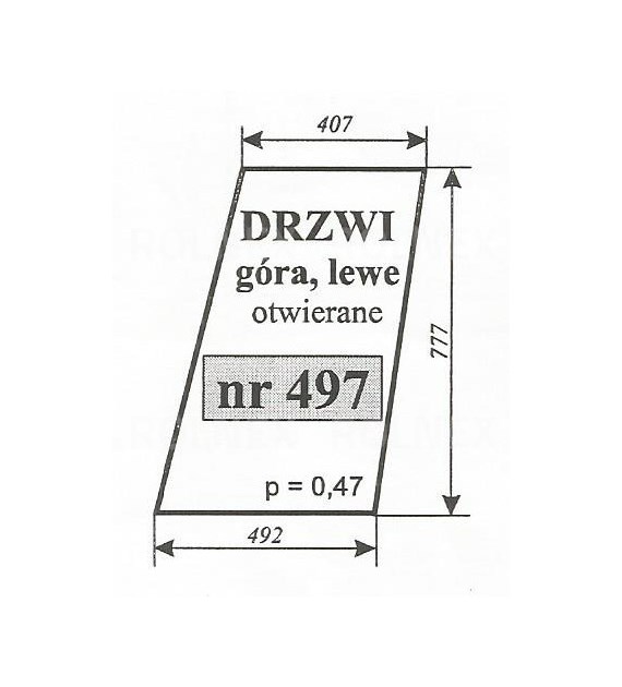 SZYBA 497 DRZWI GÓRA LEWE T25 SOKÓŁKA OTWIERANE