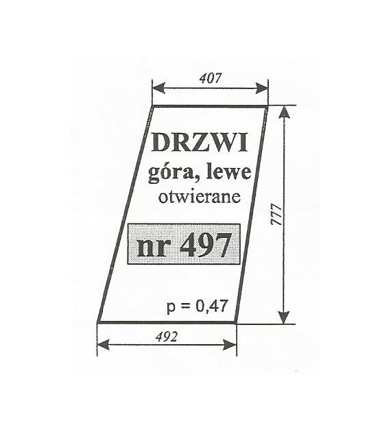 SZYBA 497 DRZWI GÓRA LEWE T25 SOKÓŁKA OTWIERANE