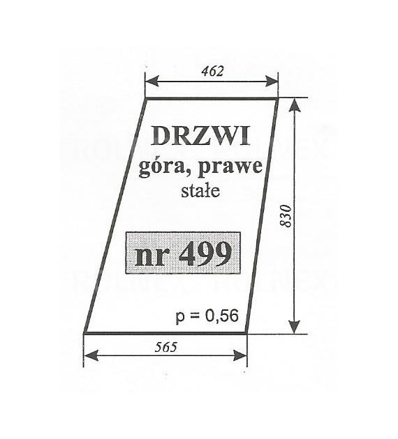 SZYBA DRZWI GÓRA PRAWE STAŁE T25 499 SOKÓŁKA