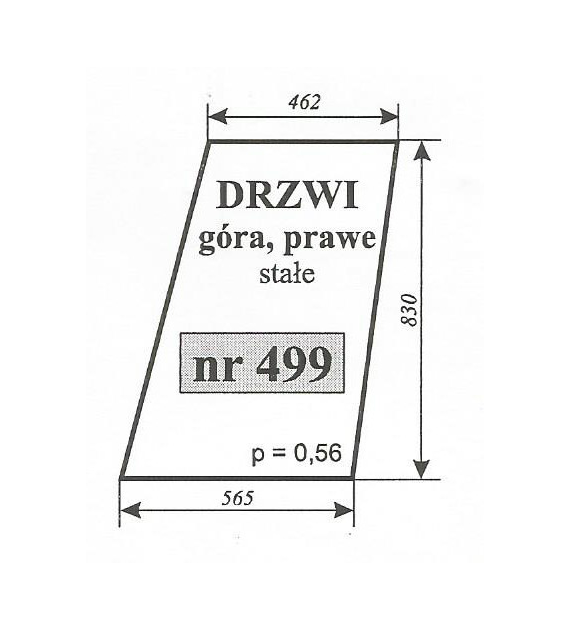 SZYBA DRZWI GÓRA PRAWE STAŁE T25 499 SOKÓŁKA