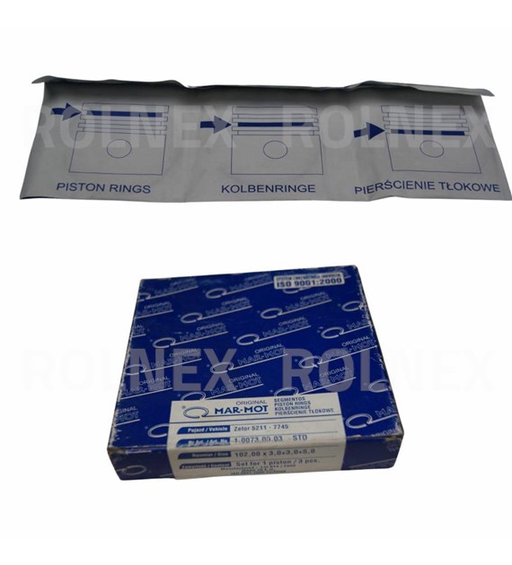 KOMPLET PIERŚCIENI TŁOKA ZETOR 102/3P MAR-MOT 3 PIERŚCIENIE