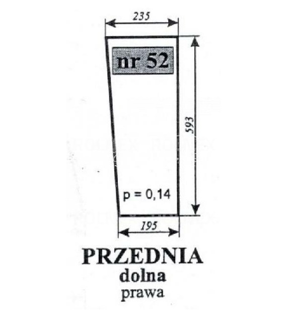 SZYBA 52=73 PRZEDNIA DOLNA PRAWA MF255