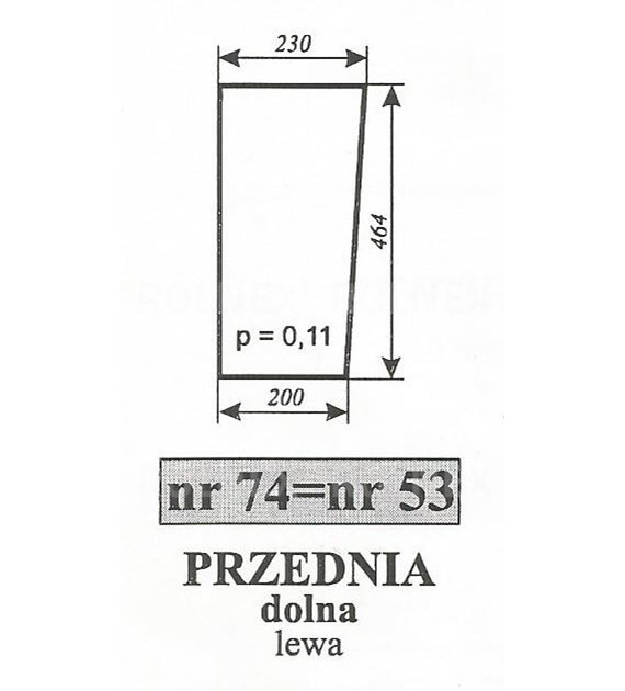 SZYBA 53=74 PRZÓD DÓŁ LEWA MF 255 LUBSKO CHEŁMŻA